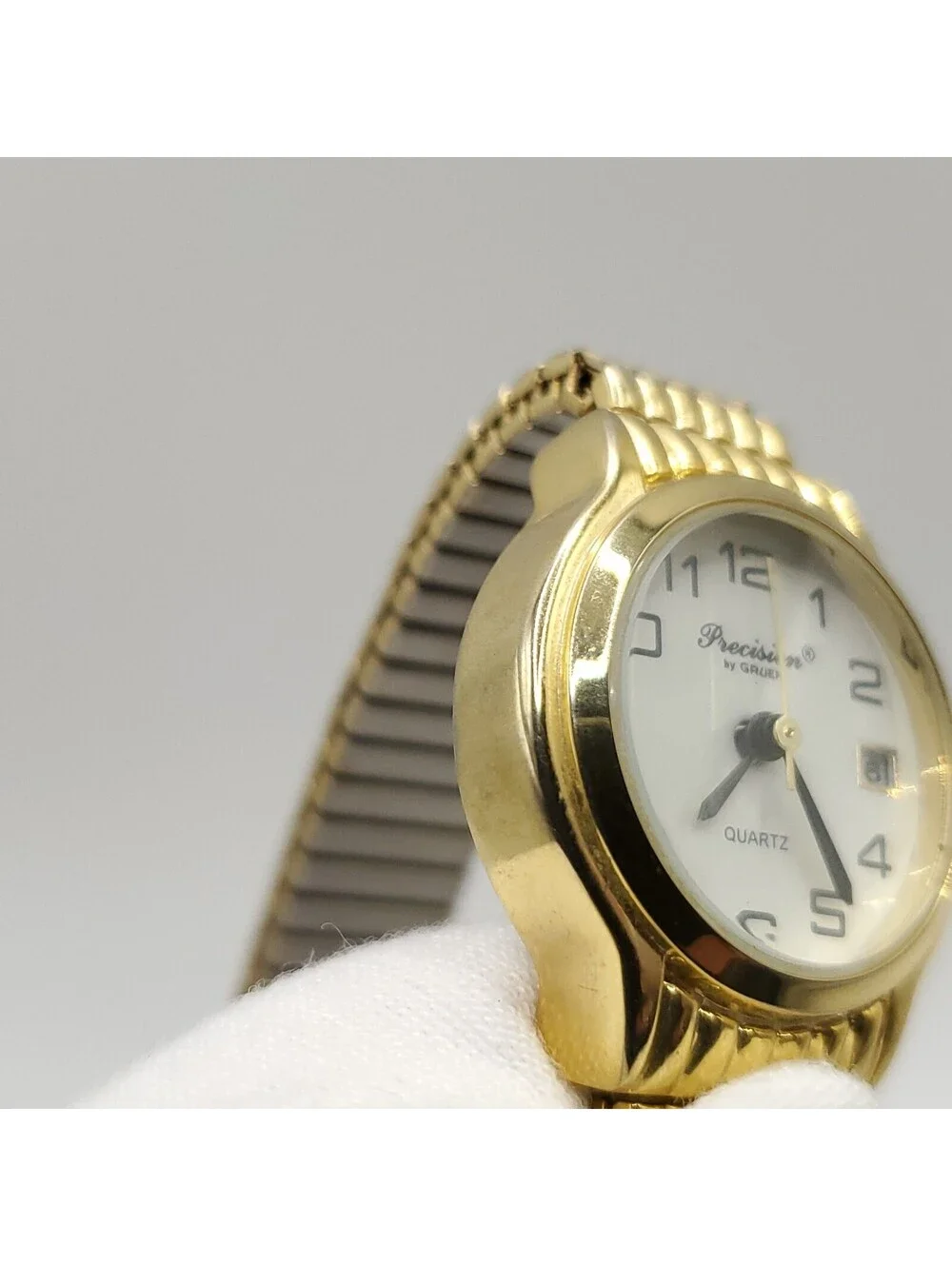 Gruen Precision Quartz Watch Women 24mm White Date Dial New Battery